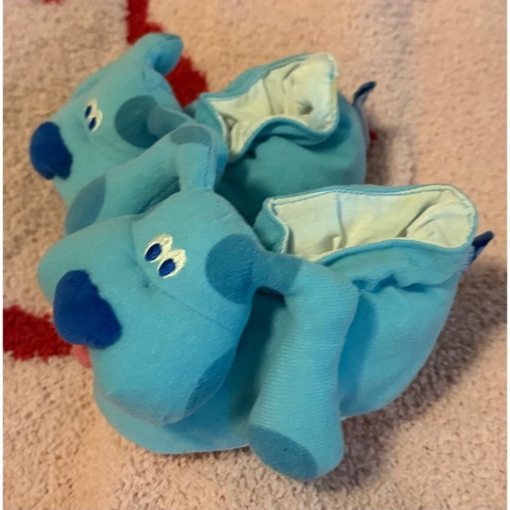 Vintage 2001 Blues Clues Blue Dog Plush Slippers Kids Blue Nickelodeon Viacom
